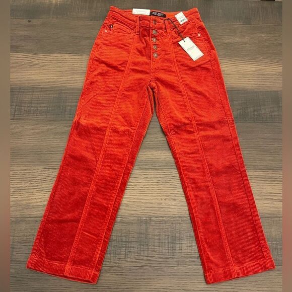 Judy Blue Rust Color High Waist Ankle Straight Corduroy Jeans Pants - Picture 2 of 9